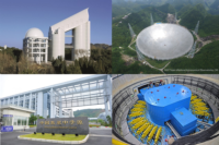 Students joining this internship programme would visit  Large Sky Are Multi-Object Fiber Spectroscopic Telescope (LAMOST) (top left), Five-hundred-meter Aperture Spherical radio Telescope (FAST) (top right), or Institute of High Energy Physics of Chinese Academy of Sciences - China Spallation Neutron Source (bottom left and right)